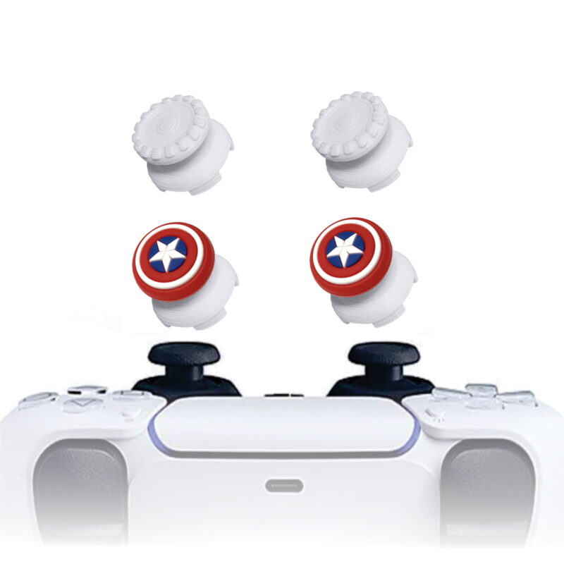 KontrolFreek PS5 Extensor 3d Analogico Branco FPS Shooter Tiro Protetor Hero Capitao America