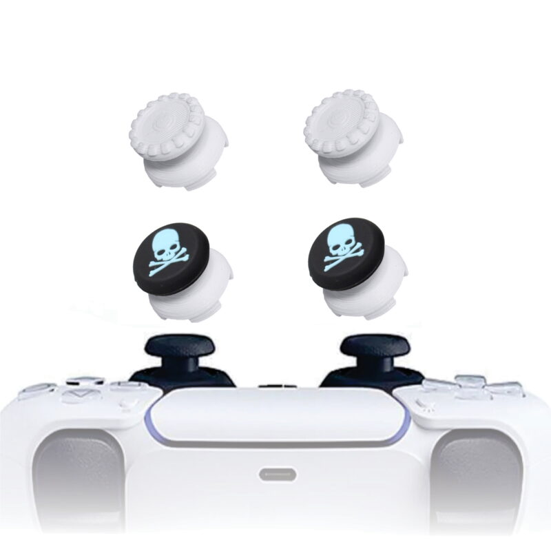 KontrolFreek PS5 Extensor 3d Analogico Branco FPS Shooter Tiro Protetor Skull Azul