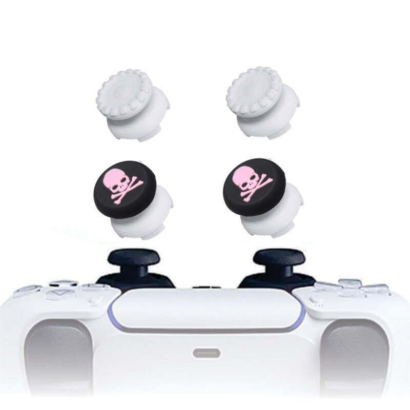 KontrolFreek PS5 Extensor 3d Analogico Branco FPS Shooter Tiro Protetor Skull Rosa